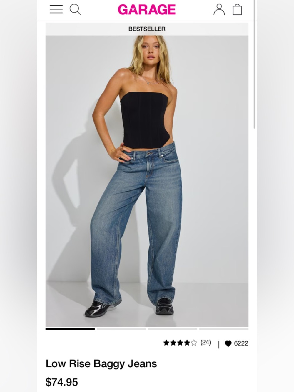 Garage Low Rise Baggy Blue Jeans